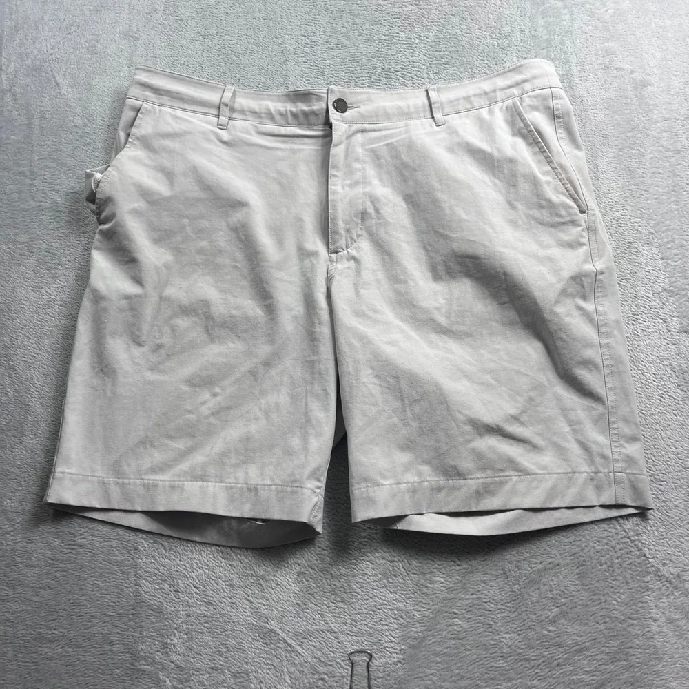 Faherty All Day Shorts Mens 38 Light Gray Hybrid Stretch Chino Flat Front